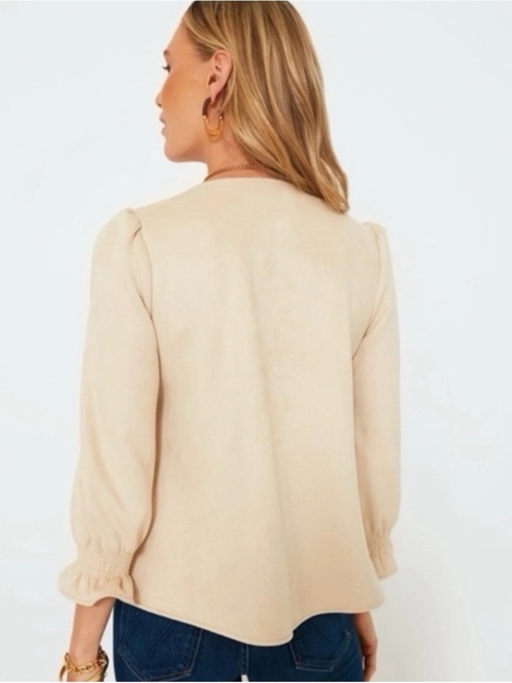 Tuckernuck Easton V Neck Faux Suede Swing Top - Picture 4 of 13